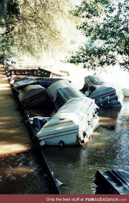 One of the unspoken (and worst) parts of flooding...When the coffins rise from the ground