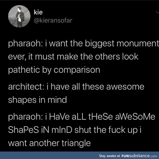 Pharaoh’s were extremely unimaginative