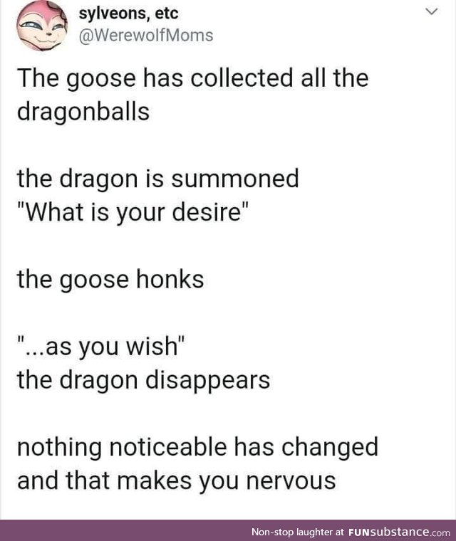 The goose honks