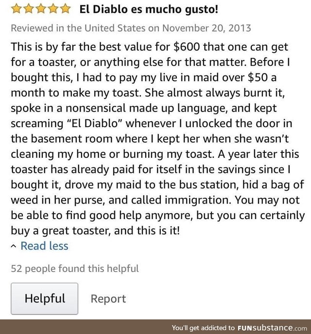 This review for a $600 toaster: