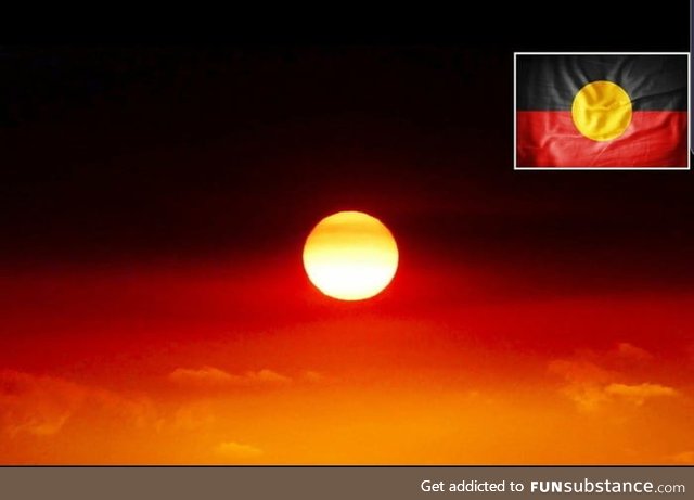 The fires in Australia have turned the skyline into the Aboriginal flag