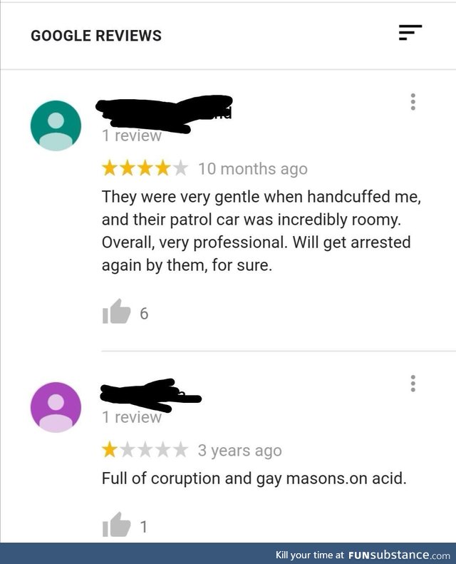 Reviews for the local police station