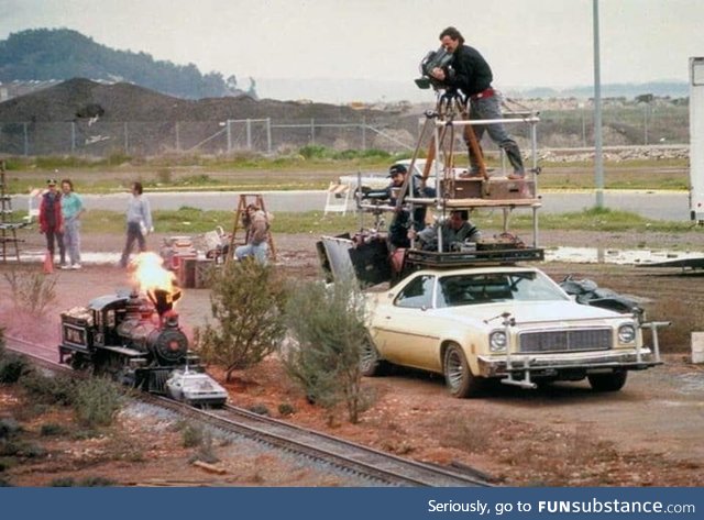 Filming the train scene from Back to the Future 3