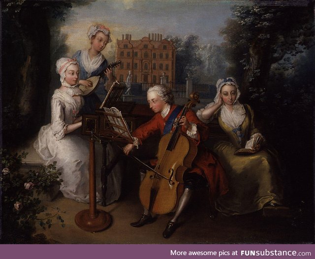 Frederick, Prince of Wales with his younger sisters Anne, Caroline, and Amelia