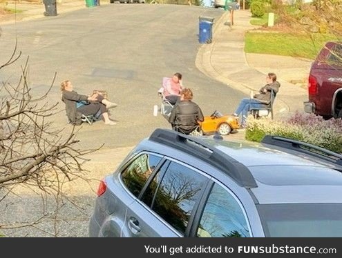 Saw the dads having a beer, here are some moms having a glass of wine while practicing