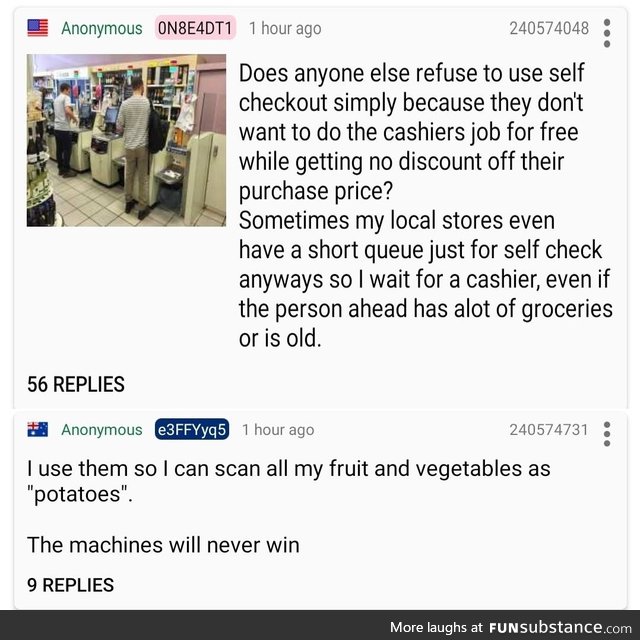 Anon on self-checkout