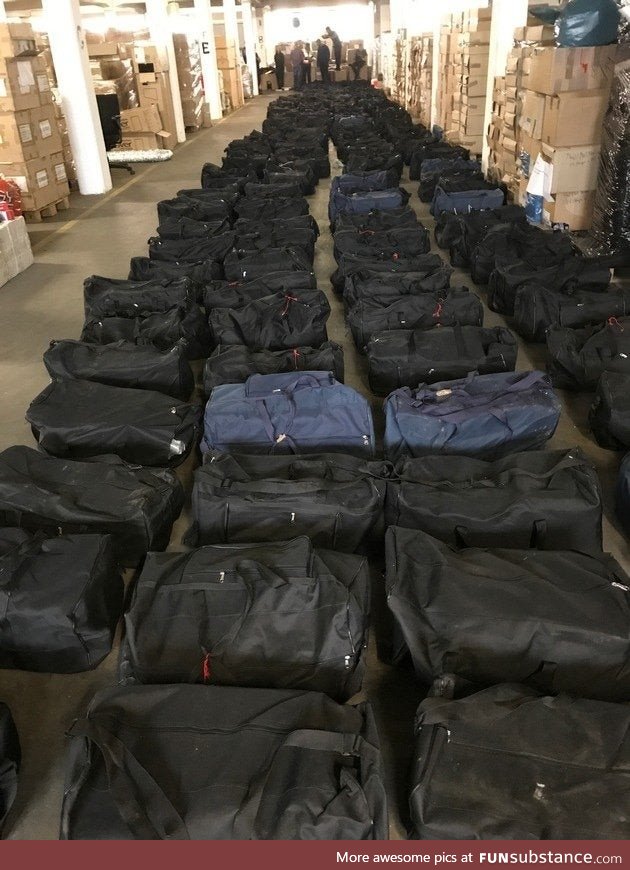 This is what 4.5 metric tons of cocaine in duffel bags looks like