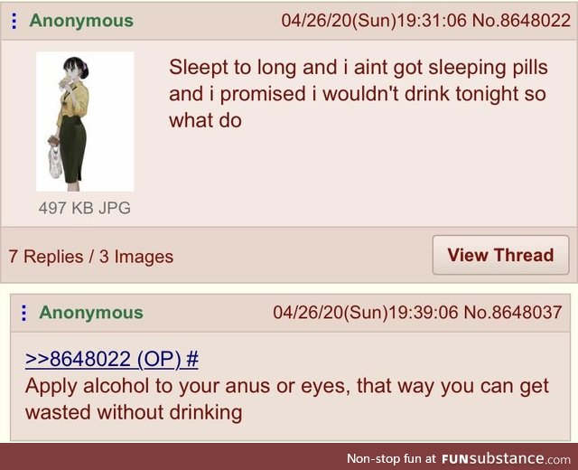 Anon needs drinking solution