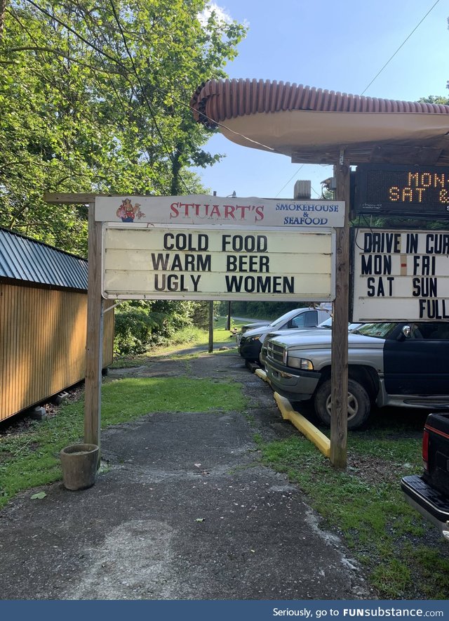 Sign at the local bar