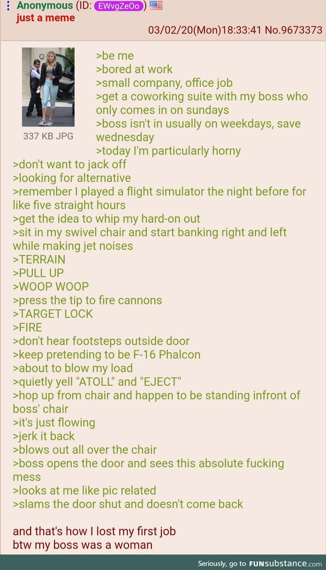 Anon loses his first job