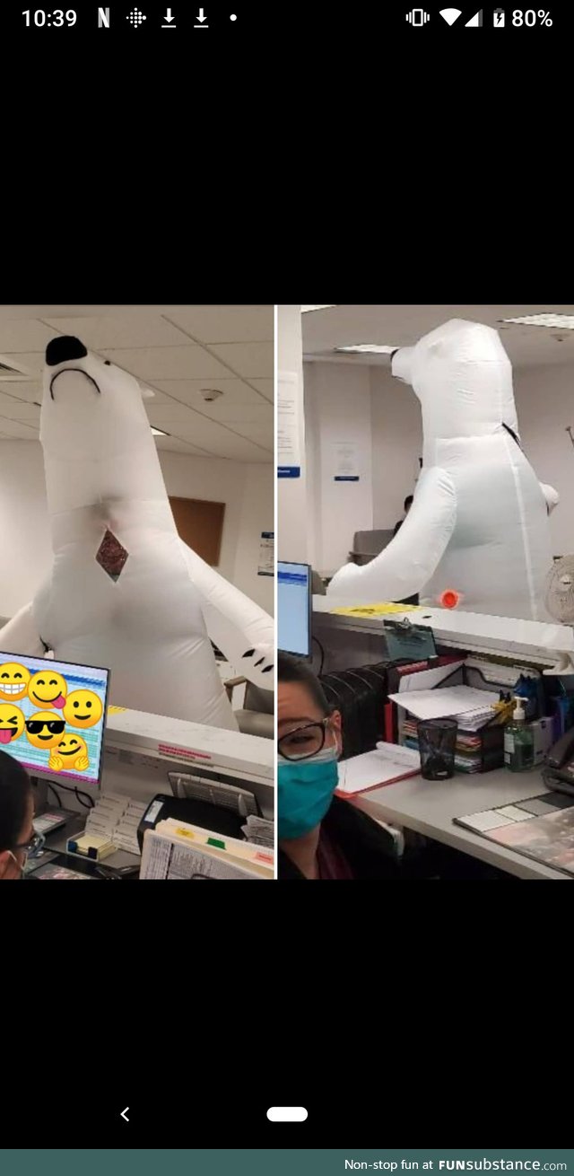 This guy didn't have a mask, so he came to the orthopedist as a polar bear