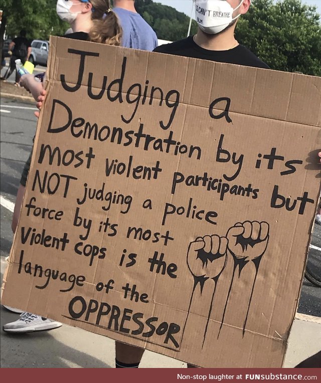 Sign from a protest in Charlotte, NC explaining double standards at play. Shot by