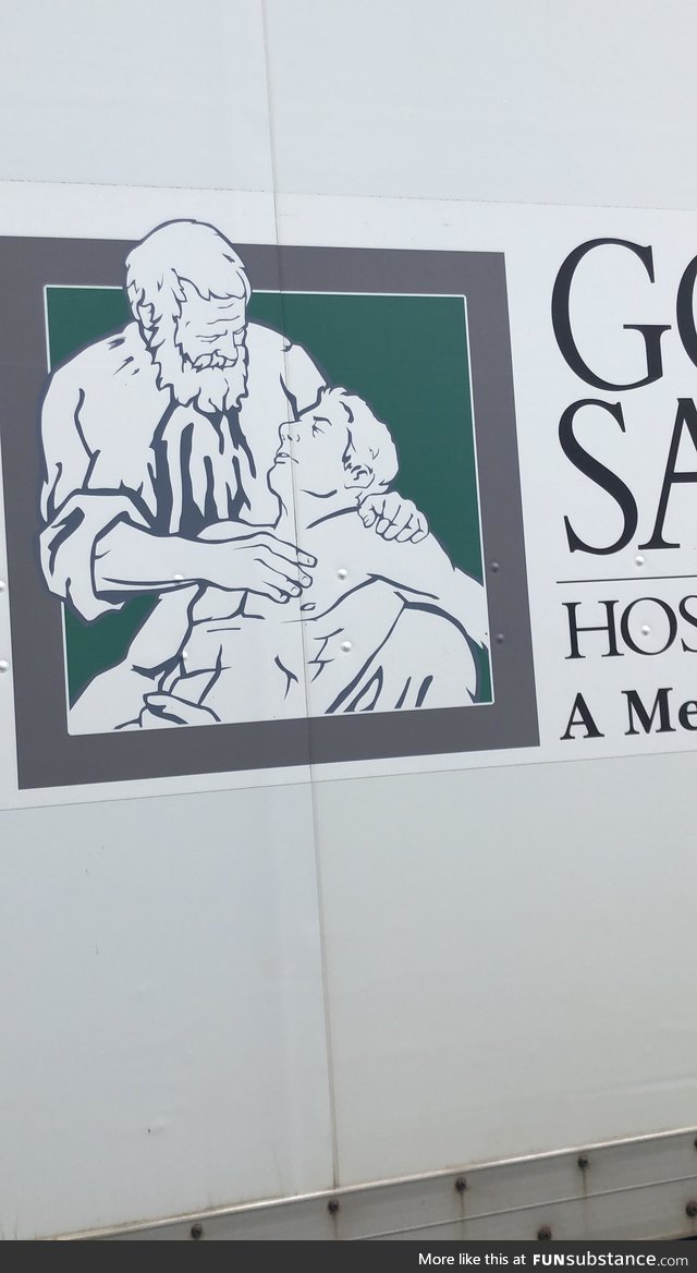 Good Samaritan Hospital’s logo looks like David Letterman giving a massage to a buff