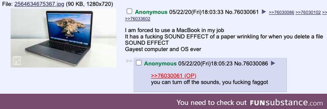 Anon doesn't like his MacBook