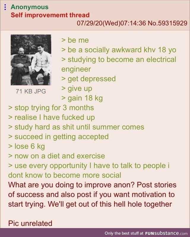 Anon turns his life around