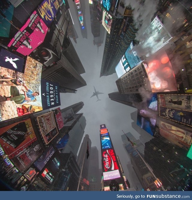 Times Square, New York, USA. A view from below