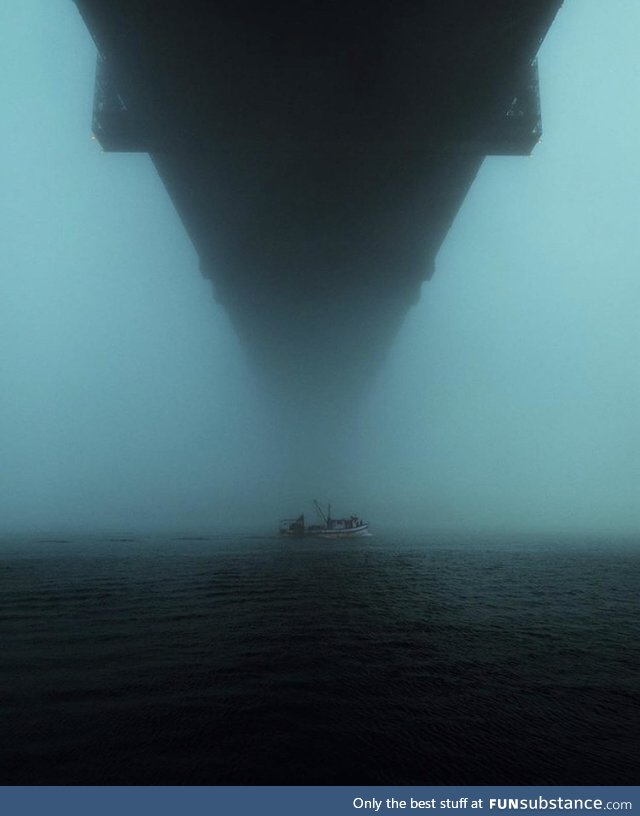 The boat under the bridge