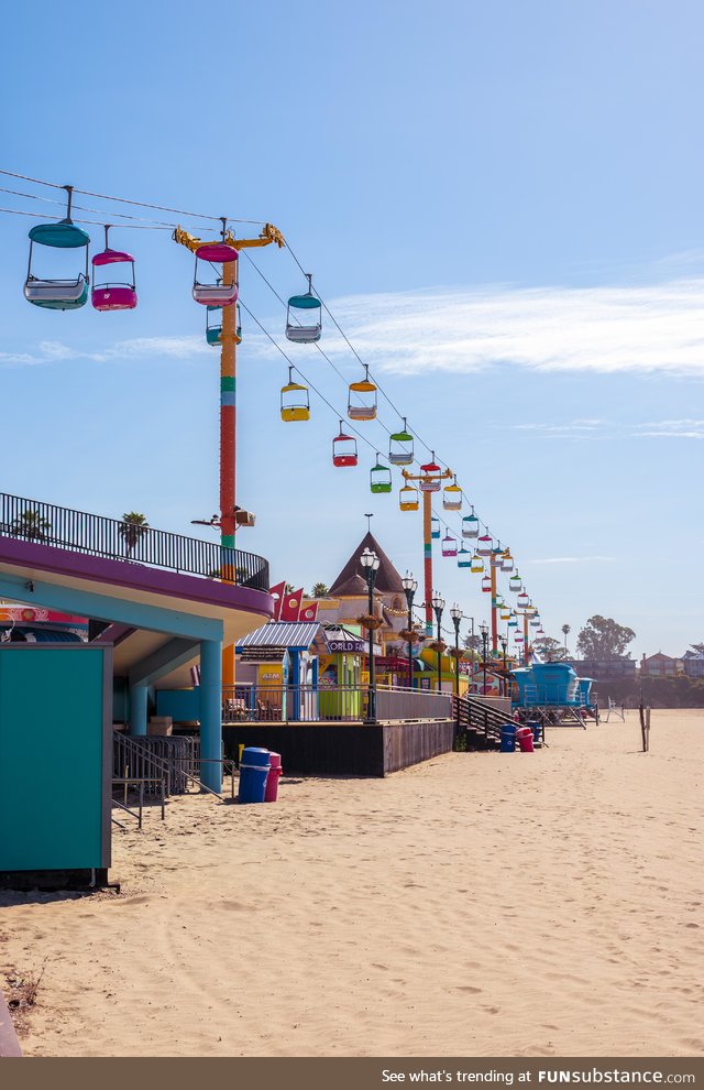 An empty Santa Cruz beach boardwalk