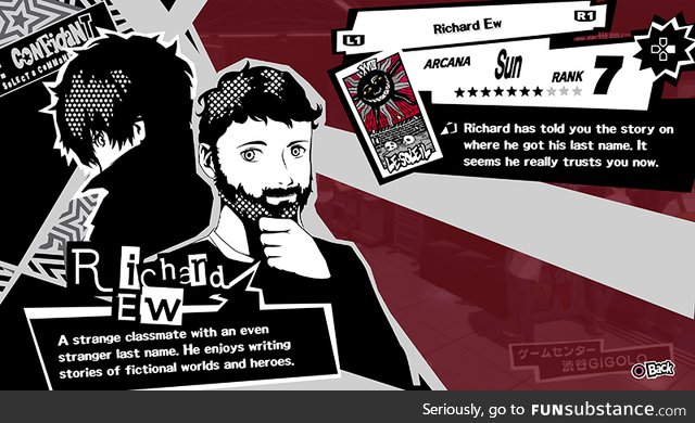 I got a commission of me as a P5 confidant!