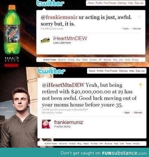 Frankie Muniz replying like a boss