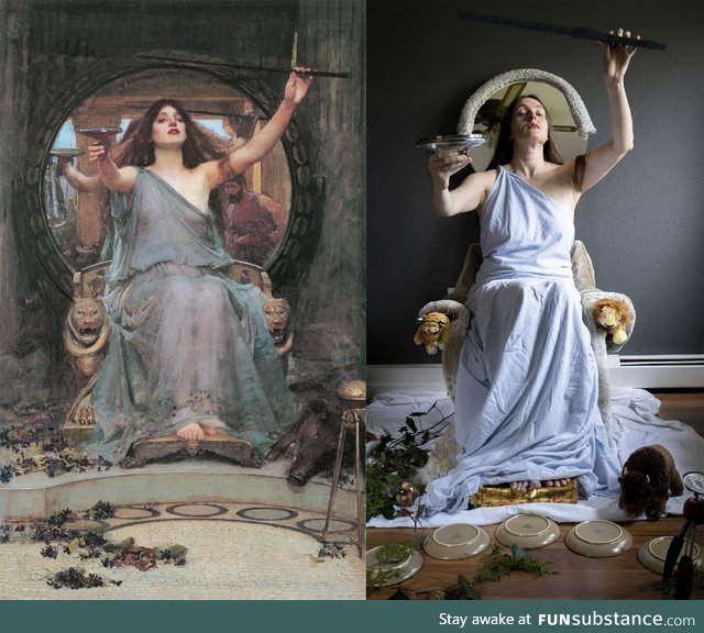 Famous painting recreation "Circe Offering the Cup to Ulysses" by John William Waterhouse