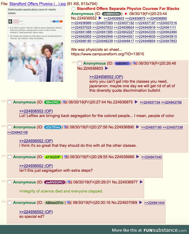 /pol/ reacts to new physics courses at Stanford