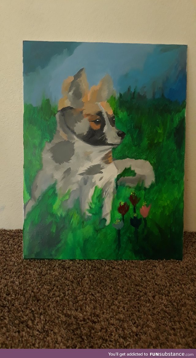 This picture of my dog I've drawn in his loving memory. Took me 2 days, am 11 y/o