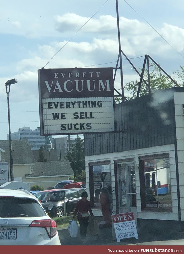 Great sign for a vaccum shop