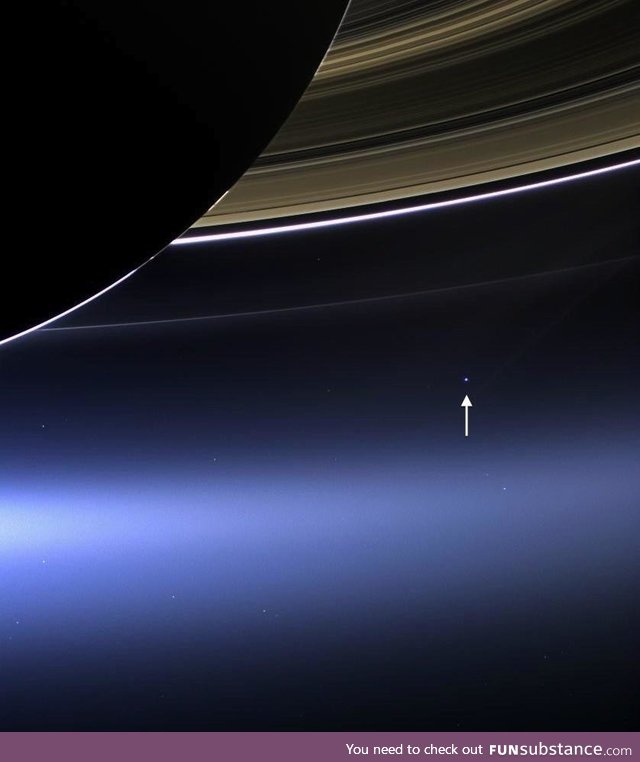 This is what Earth looks like from 1.5 billion kilometers away; The Cassini spacecraft