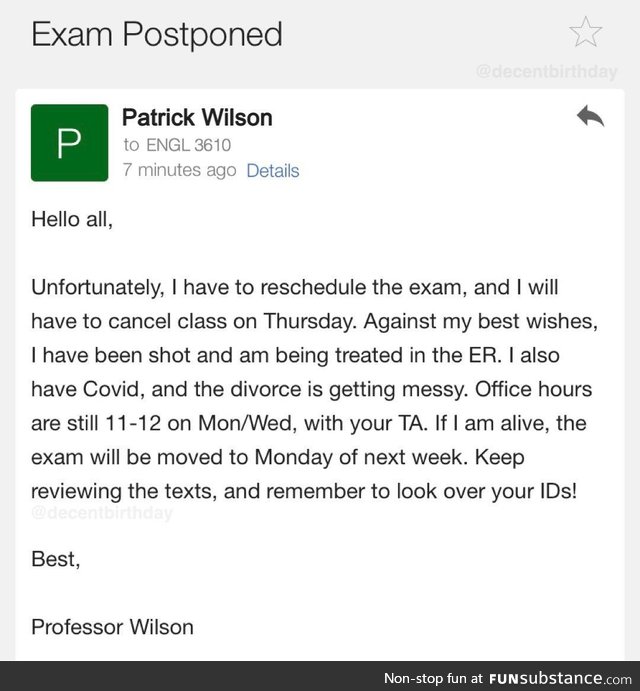 Its been a rough week for Prof Wilson