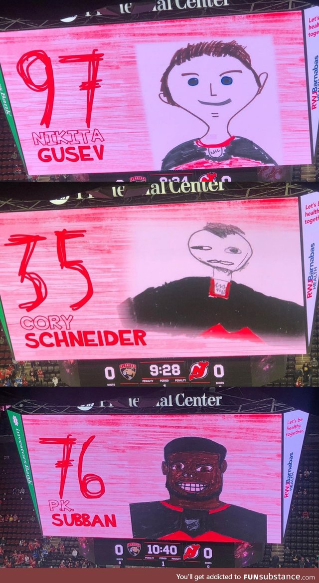 An NHL team used photos drawn by children to introduce the players