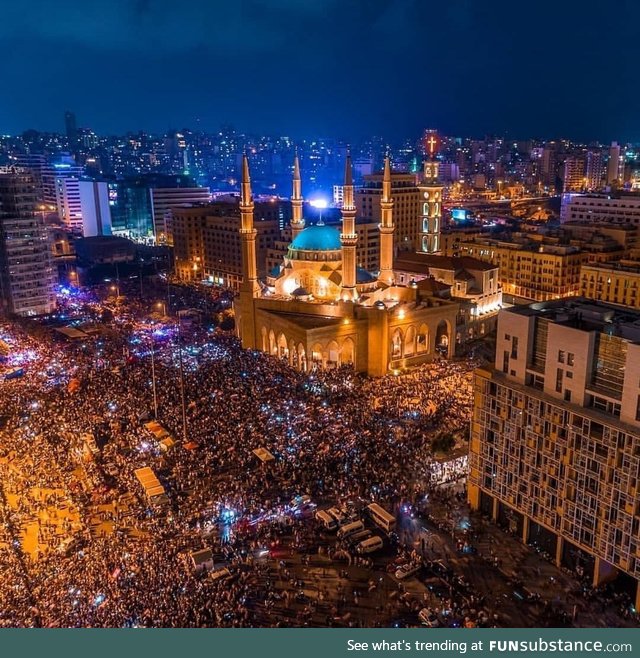 Revolution in Lebanon because of the corrupted government.More than 2 million protesters