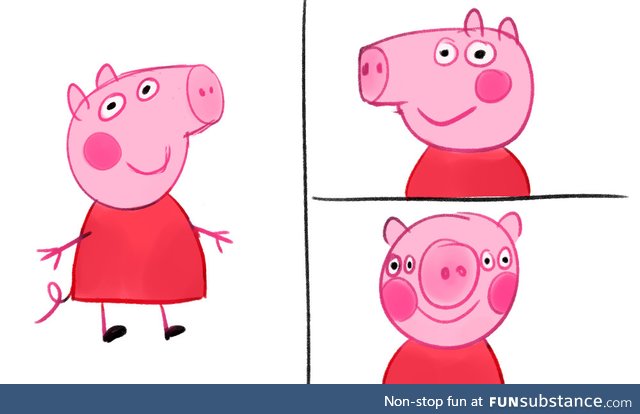 What Peppa Pig looks like from the front [Pure horror]