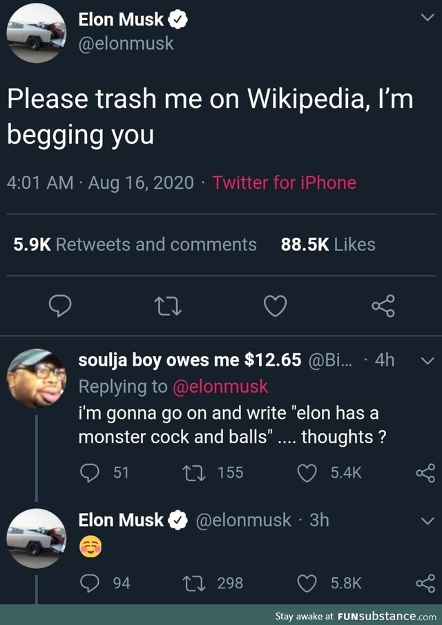 Woah nice c*ck Elon