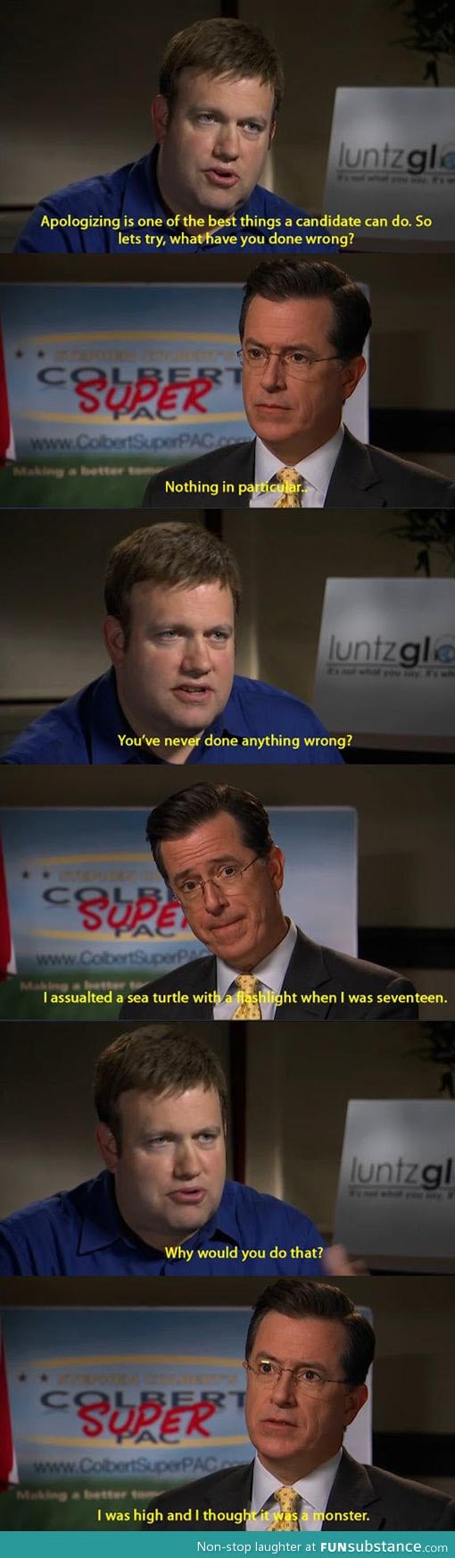 Colbert confesses to his wrongdoings