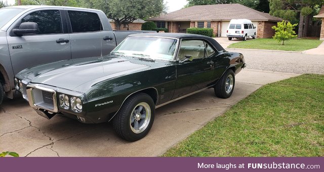 My dad got a new old car, a 1969 Pontiac Firebird