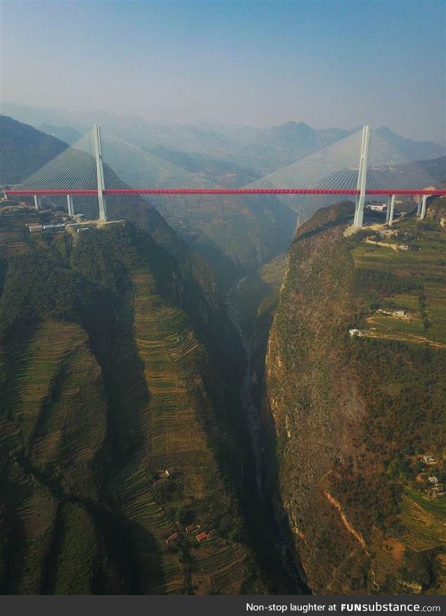 Duge Bridge is a cable-stayed bridge near Liupanshui in China. Highest in the world with