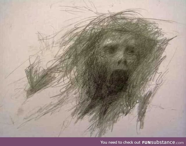 A mental patient in a psychotic state drew this only hours before taking his own life