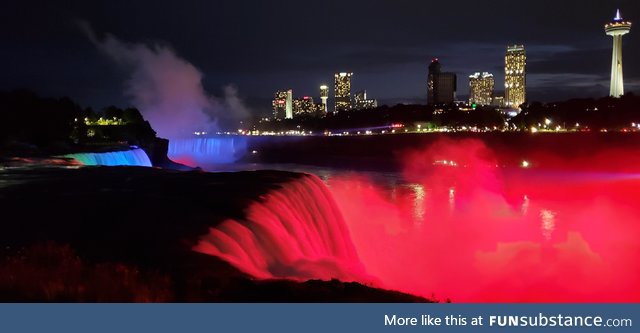 Niagara Falls NY USA. The buildings in the picture are in the land of Canadia