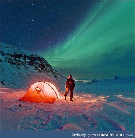 Camping under the Aurora Borealis