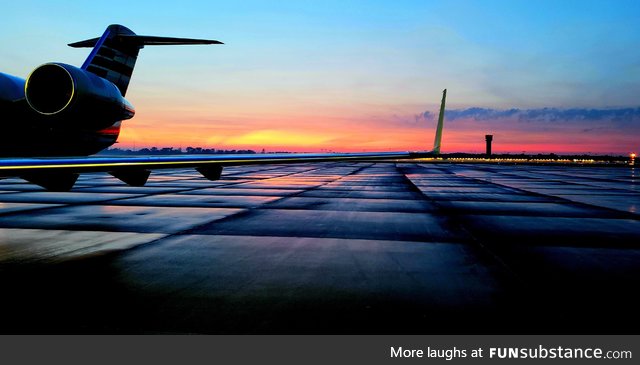 Happiness is working with the hangar doors open