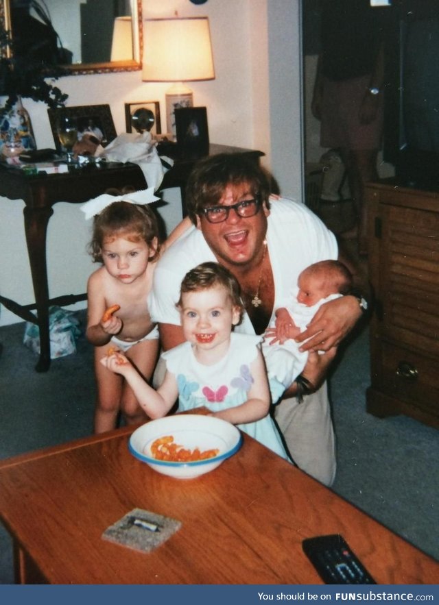 Chris Farley being the fun uncle and babysitting in 1994