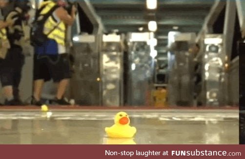 Hong Kong protestors spill dish soap on the floor, making it difficult for police to