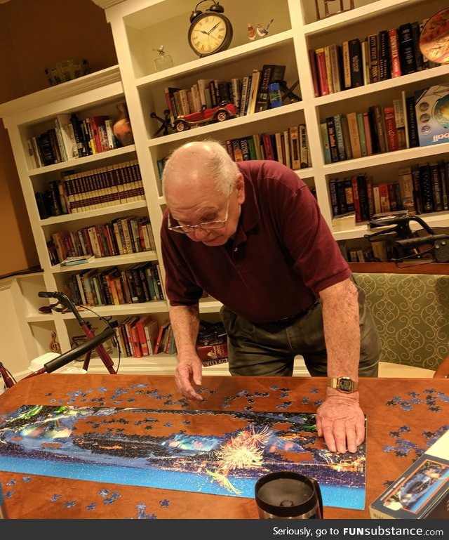 He'll be 101 in July and that's a 1000 piece puzzle