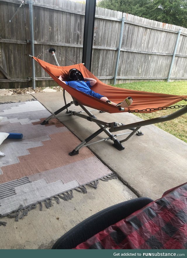 Came outside to check on my son who said he was going to take a nap. I think he’s