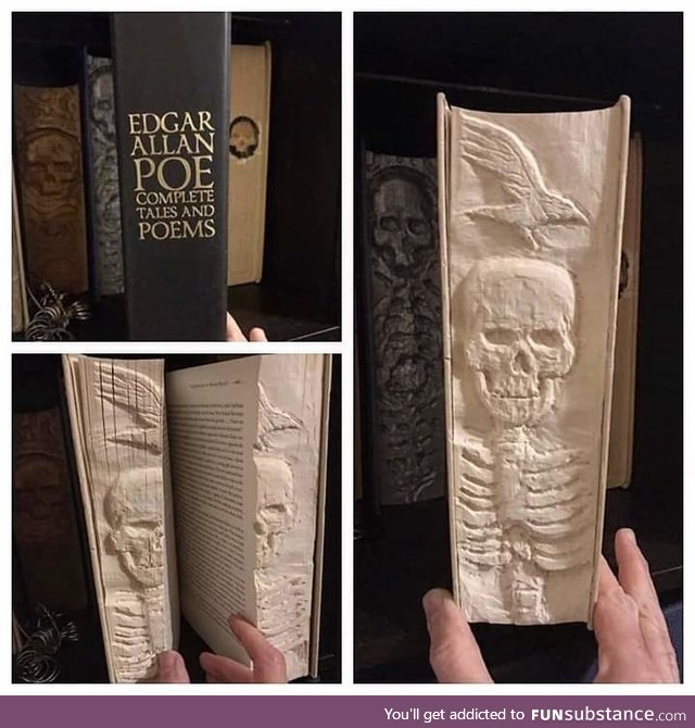 Edgar Allan's Poe poem collection with textured pages