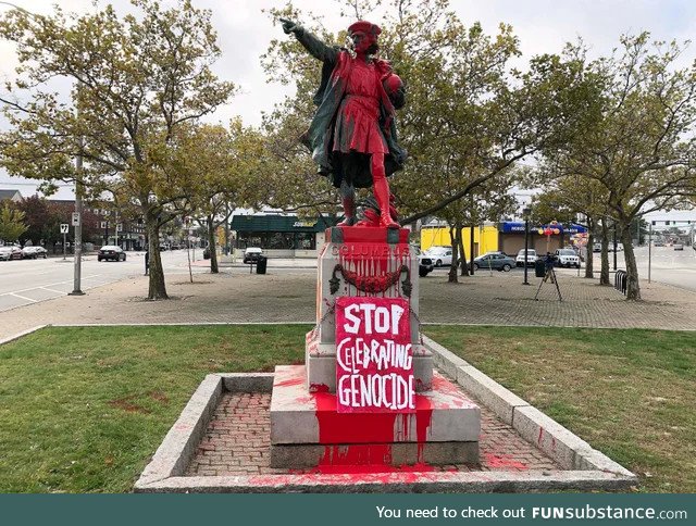 Columbus Statue graffiti