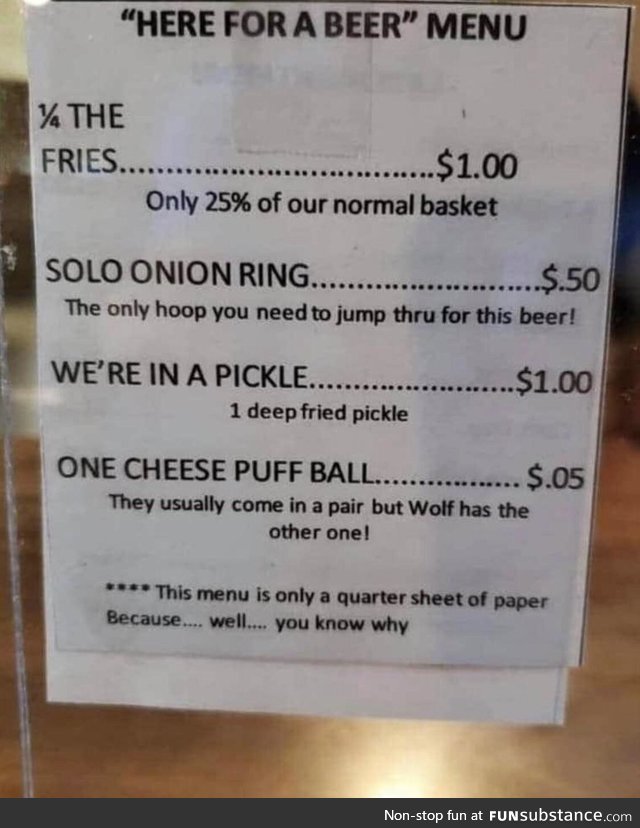 This restaurant is only allowed to sell beer if someone buys food