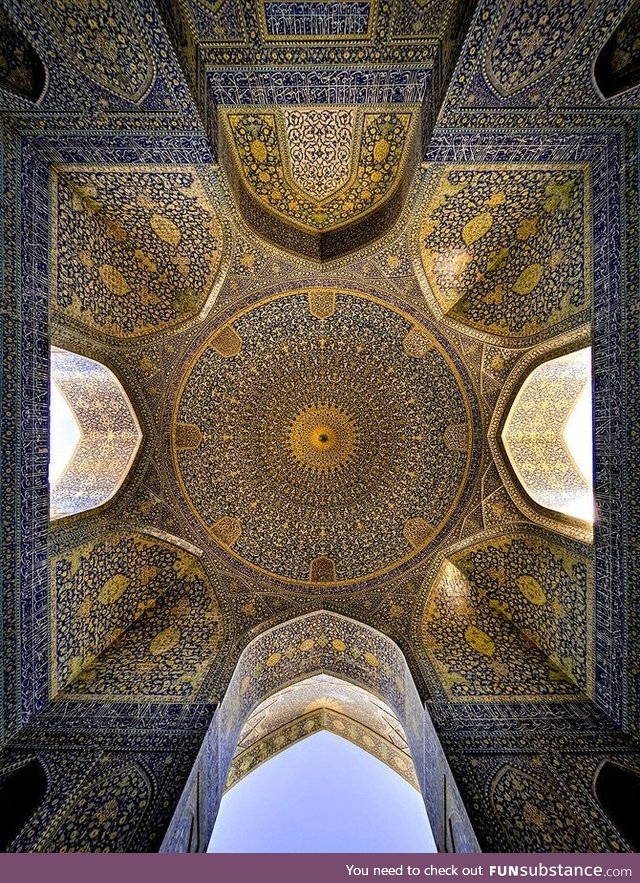 This is not a computer generated psychedelic backdrop; This is the ceiling of the Shah