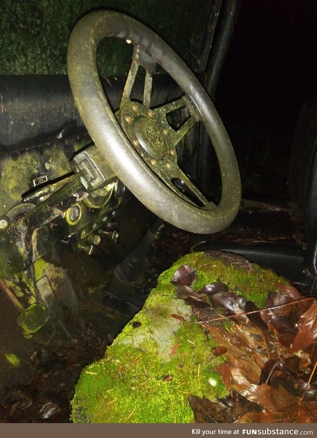 Found this abandoned car in the middle of the woods